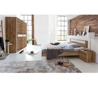 Chambre à coucher complète adulte ( lit adulte 180 x 200 cm + armoire + 2 tables de chevet) coloris Imitation chêne poutre - -