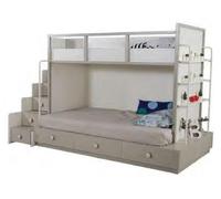 Chambre à coucher d'enfant Set de meubles en bois Lit superposé Lit surélevé Table 3pcs
