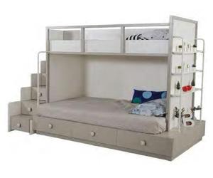 Chambre à coucher d'enfant Set de meubles en bois Lit superposé Lit surélevé Table 3pcs