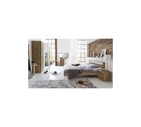 Chambre à coucher en panneaux de particules imitation chene poutre/blanc/chrome - 160 X 200 cm - -