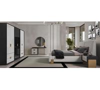 Chambre à coucher moderne ensemble lit double 2x tables de chevet coiffeuse 6pcs
