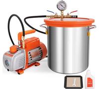 Chambre à vide, capacité de 5 gallons, ensemble de pompe de 3,5 CFM, boîtier en verre trempé, pompe à vide individuelle avec 250 ml d'huile, idéale pour la stabilisation du bois, l'élimination des gaz
