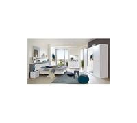 Chambre adulte complete, coloris blanc, rechampis verre blanc + chrome - 160 x 200 cm - -