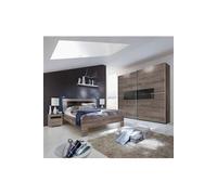 Chambre adulte en panneaux de particules coloris chene chataigne - Dim : 180 X 200 cm --