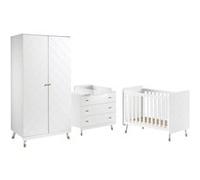Chambre avec lit bébé + table à langer + Armoire 2 Portes - TINY WHITE - ALTOBUY Blanc G