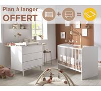 Chambre Bébé 2 Pièces, Lit 120x60 Et Commode À Langer - Milann Blanc TU