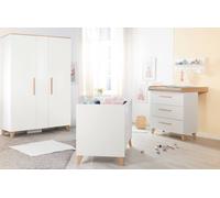 Chambre Bébé Complète Roba - Leon - Lit 60x120 Transformable En Cododo + Commode À Langer + Armoire 2 Portes - Blanc - Chêne Blanc