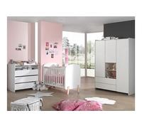 Vipack - Ensemble chambre bébé Kiddy - Lit 60x120 cm, commode + plan à langer, armoire 3 portes, blanc