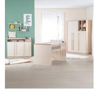 Chambre Bébé Complète Évolutive ROBA - Elva - Lit 70x140 + Commode à Langer + Armoire 3 Portes - Cachemire - Effet Noyer