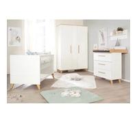 Chambre Bébé Complète Évolutive Roba - Leon - Lit 70x140 + Commode À Langer + Armoire 2 Portes - Blanc - Chêne Blanc