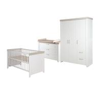Chambre Bébé Complète Felicia - Roba - Lit 70x140 Cm - Commode À Langer - Armoire À 3 Portes Blanc