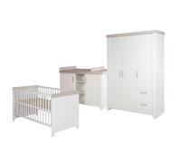 Chambre Bébé Complète Felicia - Roba - Lit 70x140 Cm - Commode À Langer - Armoire - Blanc Blanc