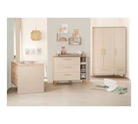 Chambre Bébé Complète Jil - Roba - Lit Évolutif 70x140 + Commode À Langer + Armoire 3 Portes - Cashmere / Décor Châtaignier Multicolore