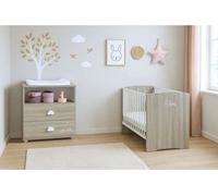 Chambre Bébé Complète Lit 120x60, Commode à Langer, BABY PRICE SMILE, Chene Silex