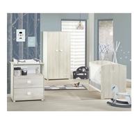 Chambre bébé complète - Lit 120x60, commode à langer et armoire - BABY PRICE - SMILE - Hêtre cendré