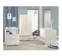 Chambre bébé complete - Lit 120x60, commode a langer et armoire - BABY PRICE - SMILE - Hetre cendré G