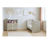 Chambre bébé complète - Lit 120x60 et commode à langer - BABY PRICE - SMILE - Chêne silex