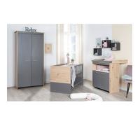 Chambre bébé complète : Lit 60 x 120 cm + commode à langer + armoire - ANNA - ROBA - Chêne Kent / Anthracite