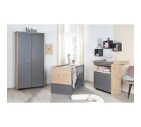 Chambre Bébé Complète : Lit 60 X 120 Cm + Commode À Langer + Armoire - Anna - Roba - Chêne Kent / Anthracite Gris