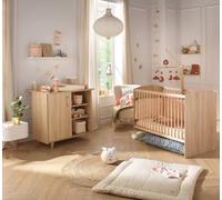 Chambre bébé duo - SAUTHON - Sam Golden Oak - Lit bébé 120 x 60 cm et table à langer