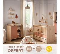 Chambre Bébé Complète, Lit Et Commode À Langer Avec Claustra - Tokyo Rouge/marron TU