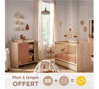 Chambre bébé complète, Lit et Commode à langer avec claustra - TOKYO