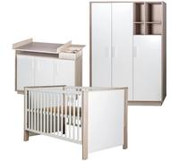 Chambre Bébé Complète Olaf - ROBA - Lit Évolutif + Commode à Langer + Armoire 3 Portes - Blanc / Effet Bois