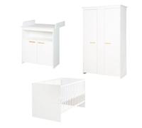 Chambre bébé complète ROBA Anton - Lit évolutif 70x140 cm + Commode à langer + Armoire 2 portes - Blanc