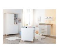 Chambre Bébé Complète Roba - Leon - Lit 60x120 Transformable + Commode À Langer Évolutive + Armoire 3 Portes - Blanc - Chêne Multicolore