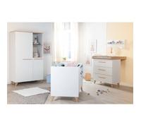Chambre Bébé Complète Roba - Leon - Lit 60x120 Transformable + Commode À Langer Évolutive + Armoire 3 Portes - Blanc - Chêne Multicolore