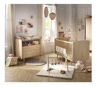 Chambre bébé duo évolutive My Love Lit 140x70 évolutif et Commode à langer 2 tiroirs - Chêne Vintage - MY LOVE