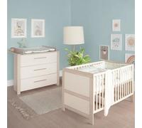 Chambre Bébé Duo Évolutive Roba - Momo - Lit 70x140 + Commode À Langer À 3 Tiroirs - Beige Cashmere - Chêne Tristan Multicolore