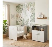 Chambre bébé duo Leaf: lit 120x60, commode à langer - Babyprice - Blanc