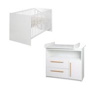 Chambre Bébé Duo Lilo - Lit Evolutif 70x140 cm + Commode à Langer - Blanc - ROBA