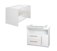 Chambre Bébé Duo Lilo - Lit Evolutif 70x140 Cm + Commode À Langer - Blanc - Roba Blanc