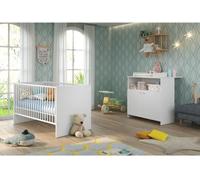 Chambre Bébé Duo, Lit 70 x 140 cm, Commode à Langer NIKO, Blanc, Trend Team