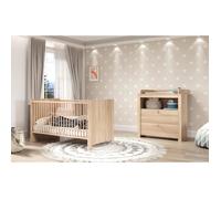 Chambre bébé Duo : Lit 70 x 140 cm + Commode à langer OLIVIA - Chêne - TREND TEAM