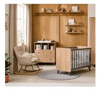 Chambre Bébé Duo: Lit Bébé 60x120 Et Commode À Langer 2 Tiroirs Décor Bois Chêne - Come Marron/gris TU