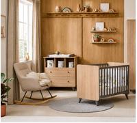 Chambre bébé duo: Lit bébé 60x120 et commode à langer 2 tiroirs décor bois chêne - COME