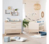 Chambre Bébé Duo, Lit Évolutif 70 x 140 cm, Commode à Langer, SYDNEY ROBA, Chêne Beige