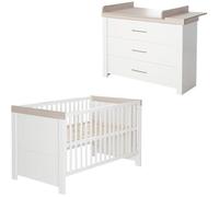Chambre Bébé Duo Lucy - Roba - Lit 70x140 Cm - Commode À Langer Large Blanc