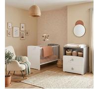 Chambre bébé duo Nao: lit 120x60, commode à langer - Babyprice - Blanc