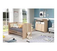Chambre Bébé Duo Niko - Lit 70x140 Cm + Commode A Langer 2 Portes - Décor Chene Naturel - Trendteam