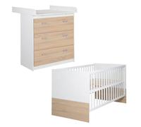 Chambre Bébé Duo ROBA - Gabriella - Lit Évolutif 70x140 + Commode à Langer Compacte - Bicolore
