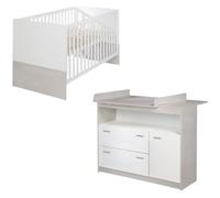 Chambre Bébé Duo ROBA Julia - Lit Évolutif 70x140 + Commode à Langer - Bicolore