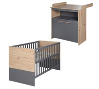 Chambre Bébé Évolutive 2 Pièces Avec Soft-close Anna Anthracite - Chêne Kent TU