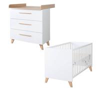 Chambre Bébé Évolutive 2 Pièces Avec Soft-close Leon Blanc - Chêne Othello TU