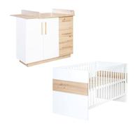 Chambre Bébé Évolutive 2 Pièces - Fermeture Soft-close Lion Blanc / Chêne Artisan TU