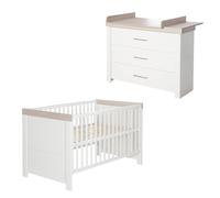 Chambre Bébé Évolutive 2 Pièces - Style Moderne Avec Soft-close Lucy Blanc Cassé / Décor Luna Elm TU