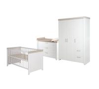 Chambre Bébé Évolutive Complète - Style Rustique Moderne Avec Soft-close Felicia Blanc Cassé / Décor Luna Elm TU